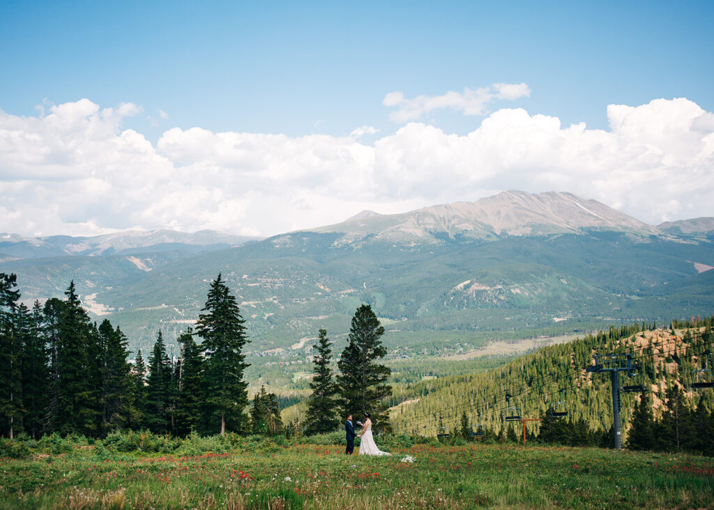 bride and groom reading their marriage vows to each other during their destination elopement